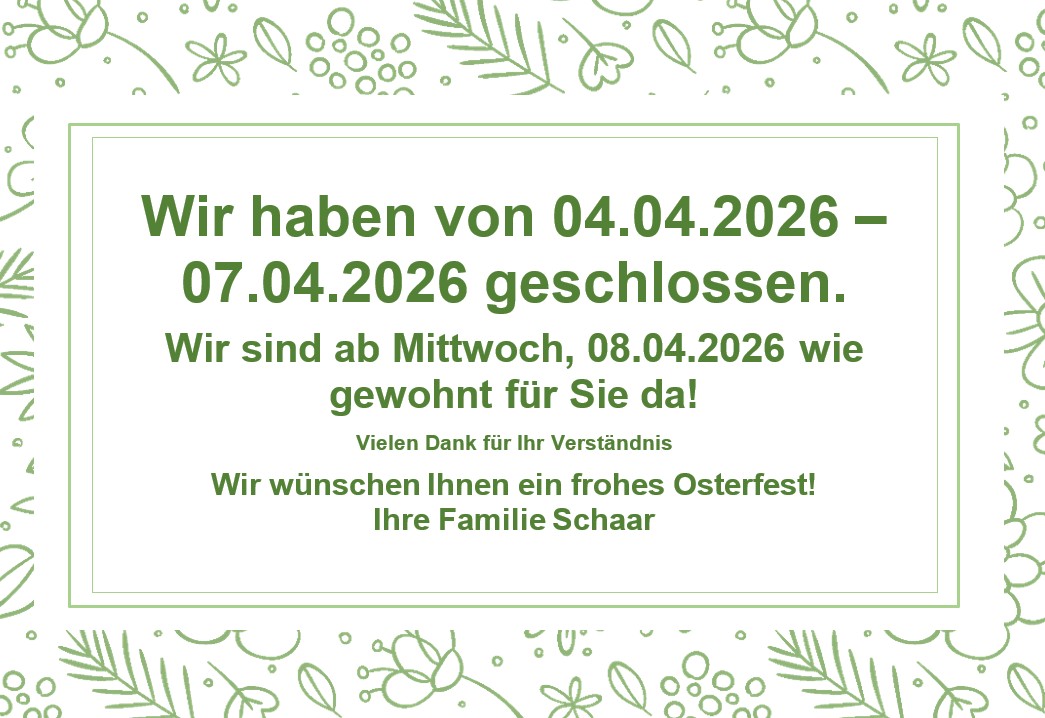 Ostern geschlossen!